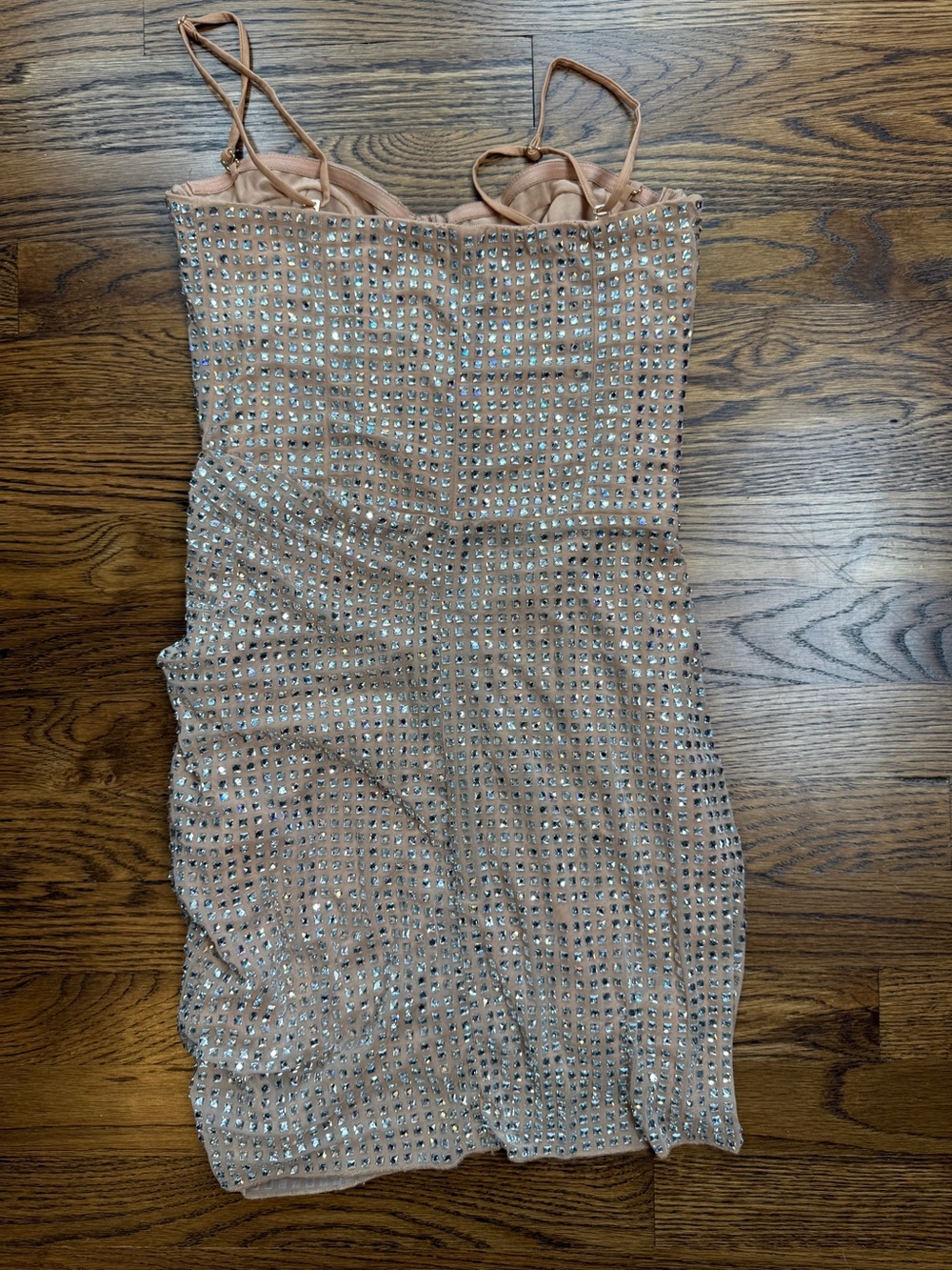 Oh Polly Women’s Azelie Tan Embellished Sequin Ruched Corset Mini Dress Glam 6 - Picture 15 of 16